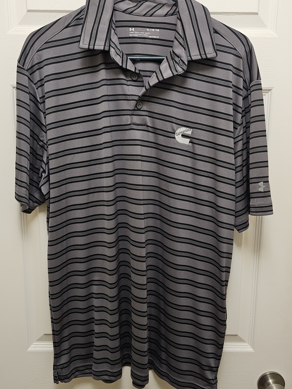 Under Armour Men’s Gray and Black Striped Polo